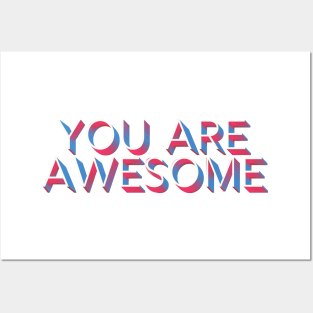You Are Awesome /// Retro Typography Design Posters and Art